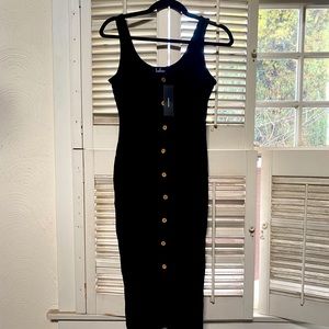 ✨LULUS NWT Button Down Ribbed Midi Dress